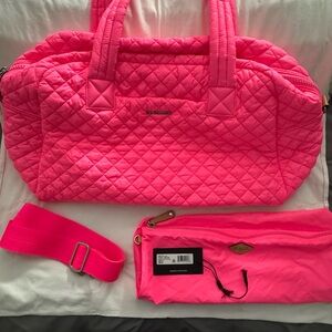 MZ Wallace Neon Pink Quilted Travel Bag